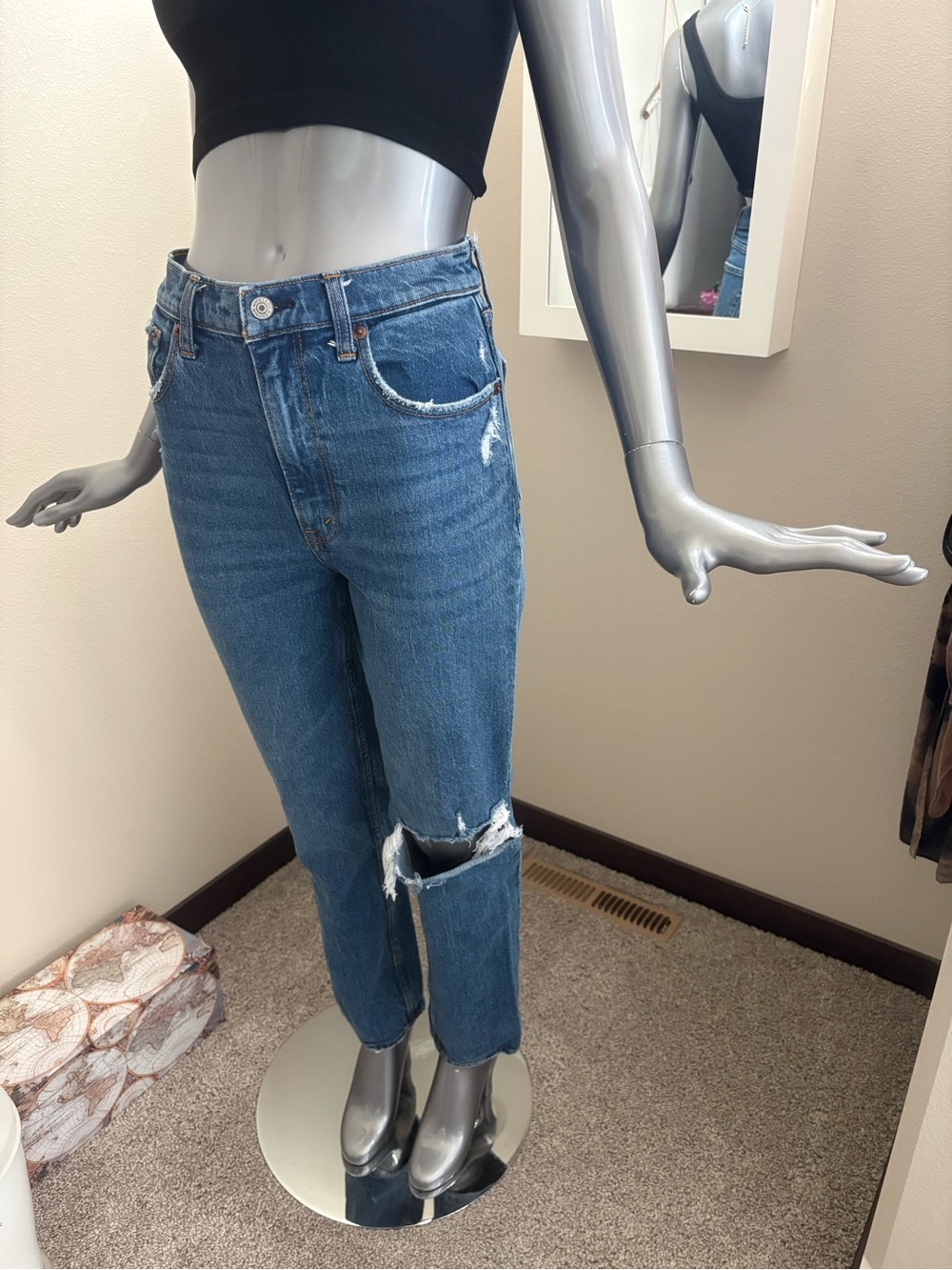 Abercrombie & Fitch Medium Blue Straight-Leg Ultra High Rise Jeans